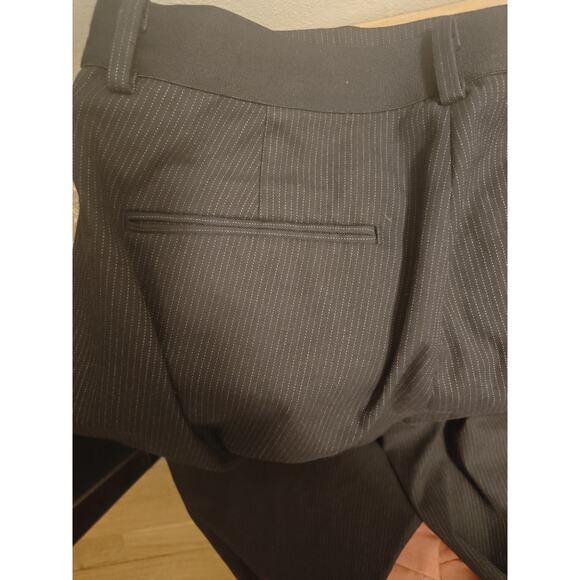 Uniqlo Navy Pinstripe Smart Ankle Pants | 2-Way Stretch Elastic Waist  Size L - Picture 5 of 5